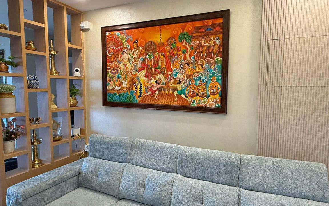 Hand made painting in living room