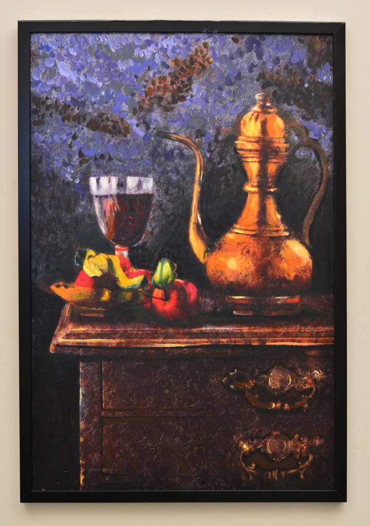 Still life in the outdoor in black fibre frame