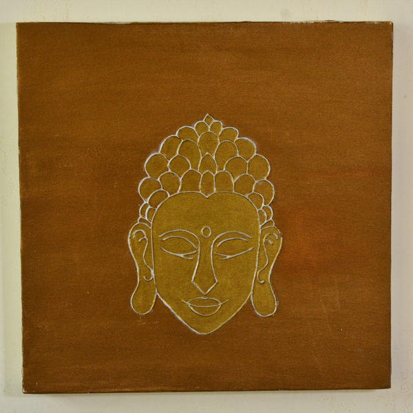 digital Buddha Handmade on a Copper metallic Background