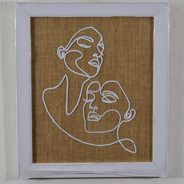 abstract two friends sketch on glass in fibre frame12x10-inches