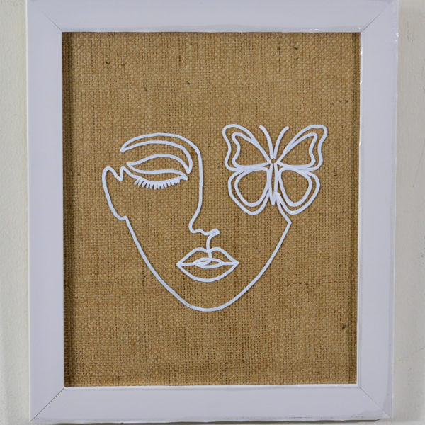 abstract-lady-and-butterfly-sketch-on-glass-in-fibre-frame12x10-inches